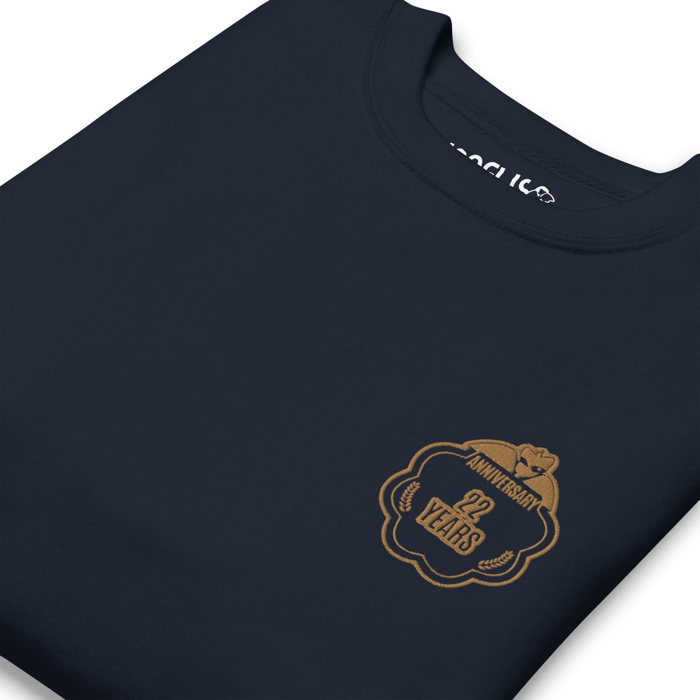 プレミアム Konfuso® 22 ネイビー ブルー ロゴ刺繍長袖 T シャツ