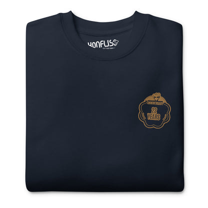 プレミアム Konfuso® 22 ネイビー ブルー ロゴ刺繍長袖 T シャツ