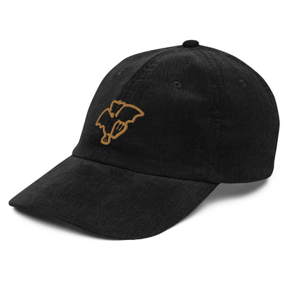 Gorra de pana vintage con logos bordados