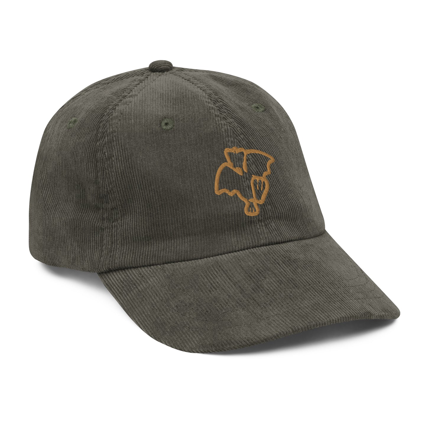 Gorra de pana vintage con logos bordados